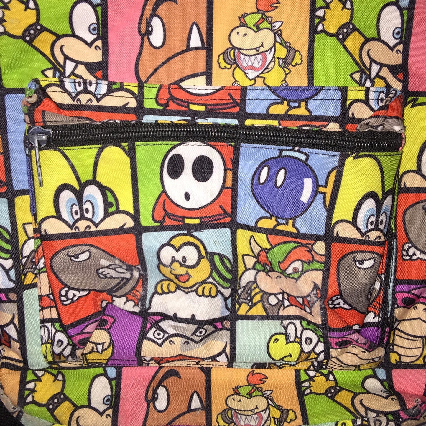 Super Mario Villains Backpack Grid Pop Art Style Full Size School Back Bag Used