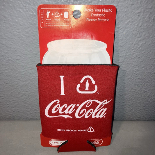 New Coca-Cola Can Koozy Peace Love Recycle Coke Cola Classic Red Can Insulator