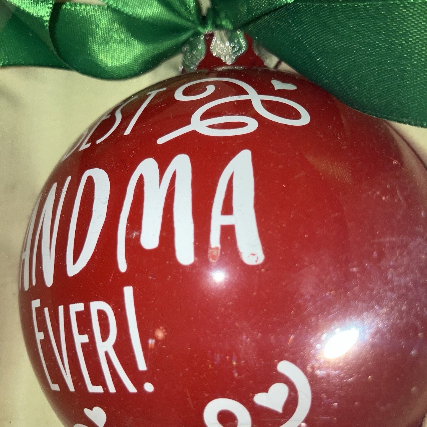 Dennis East International Best Grandma Ever Red Christmas Ornament Bulb Used
